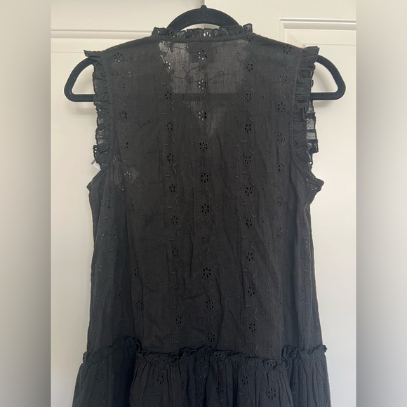 NEW Playa Lucila Black Eyelet Ruffle Tiered Mini Dress Cover-Up Boho Beachy S - Picture 6 of 13